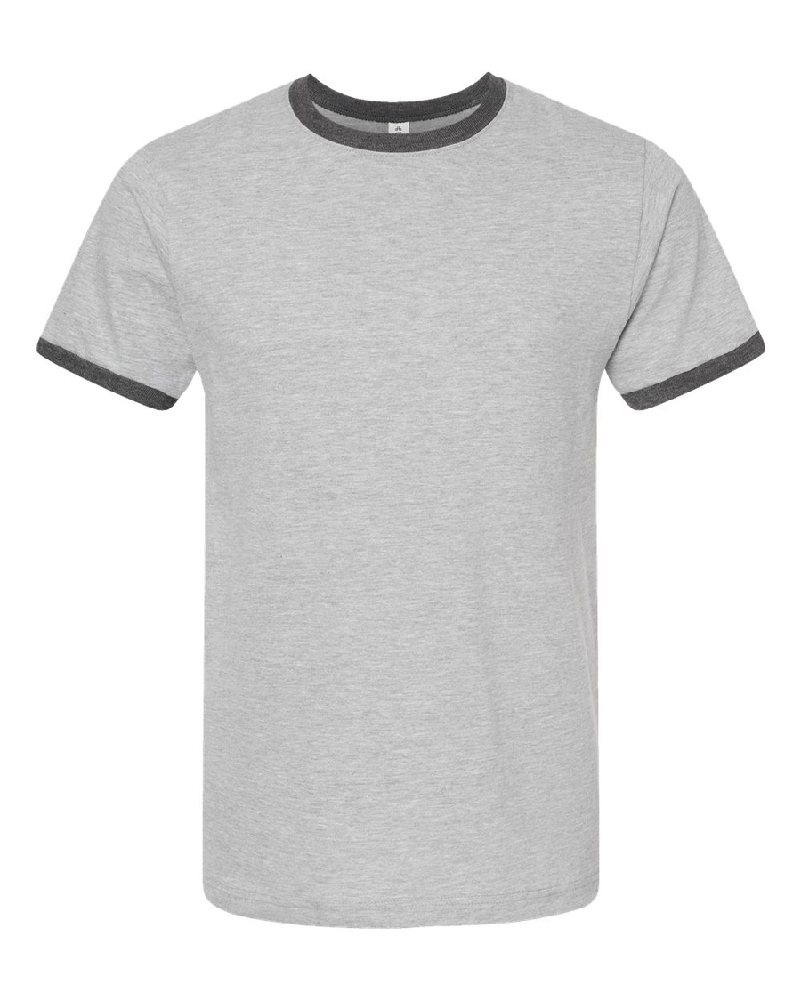 Unisex Fine Jersey Ringer Tee - Heather Gray / Heather Charcoal