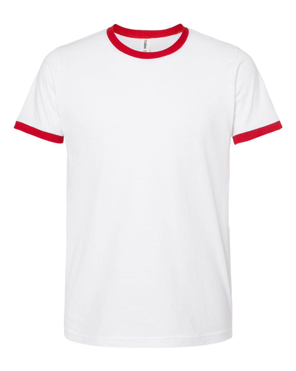 Unisex Fine Jersey Ringer Tee - White/ Red
