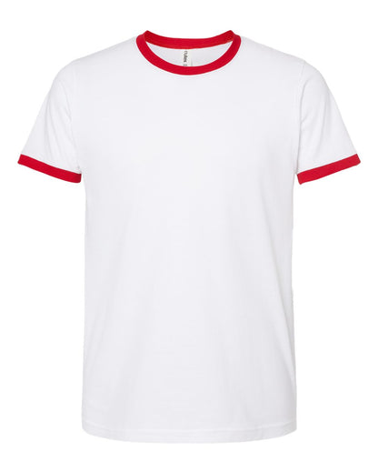 Unisex Fine Jersey Ringer Tee - White/ Red
