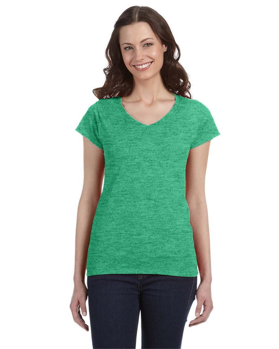Women's SoftStyle® Fitted V-Neck T-Shirt - Heather Irish Green