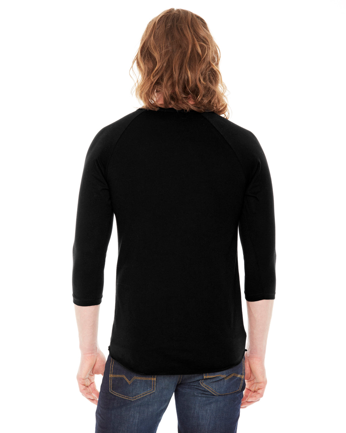 Unisex Poly-Cotton 3/4-Sleeve Raglan T-Shirt - Black