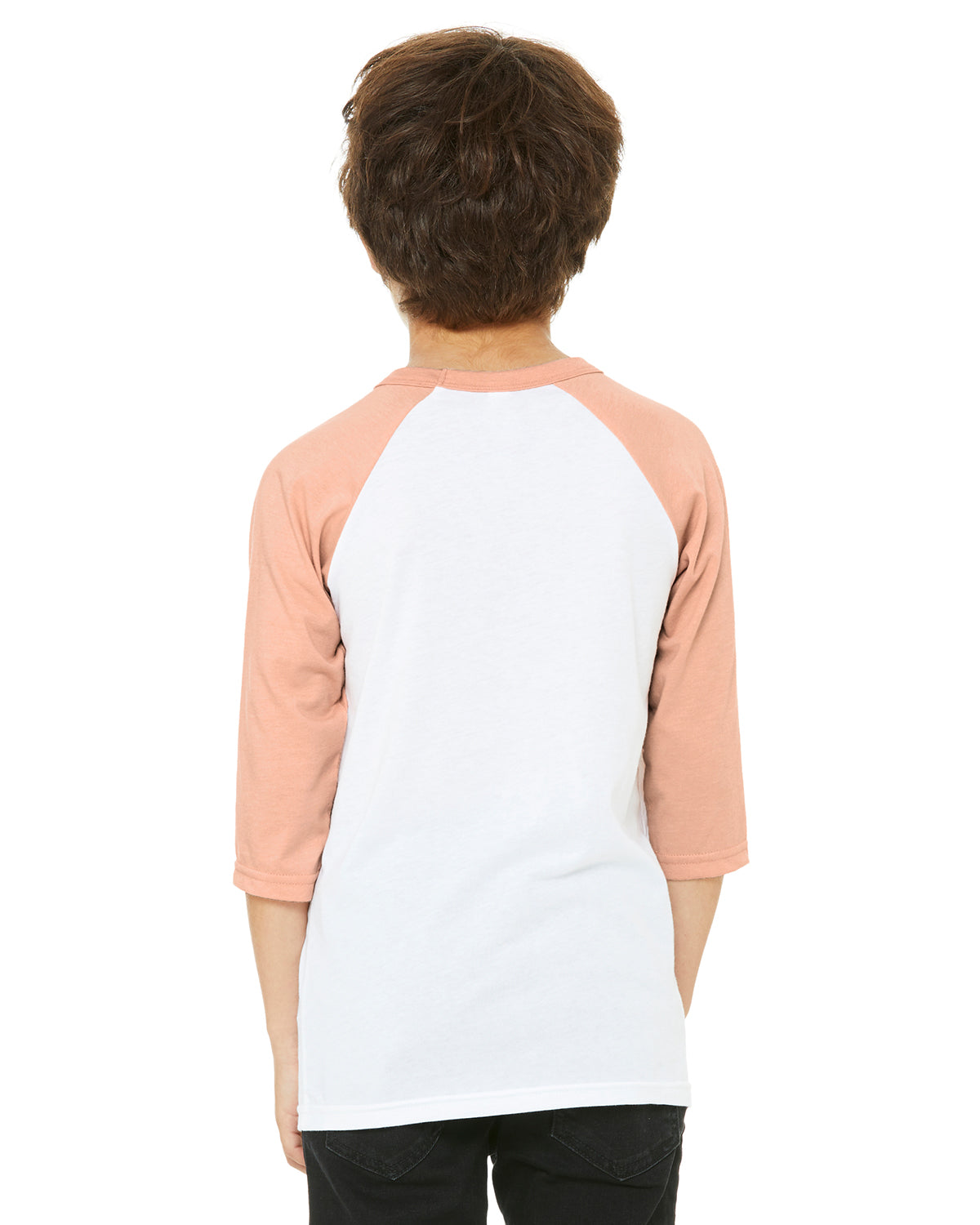 Youth 3/4-Sleeve Baseball T-Shirt - White / Heather Peach