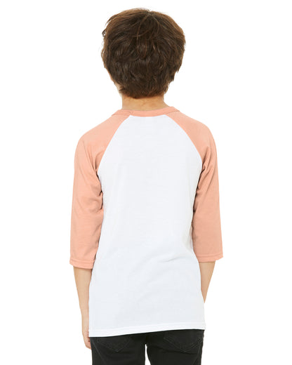 Youth 3/4-Sleeve Baseball T-Shirt - White / Heather Peach
