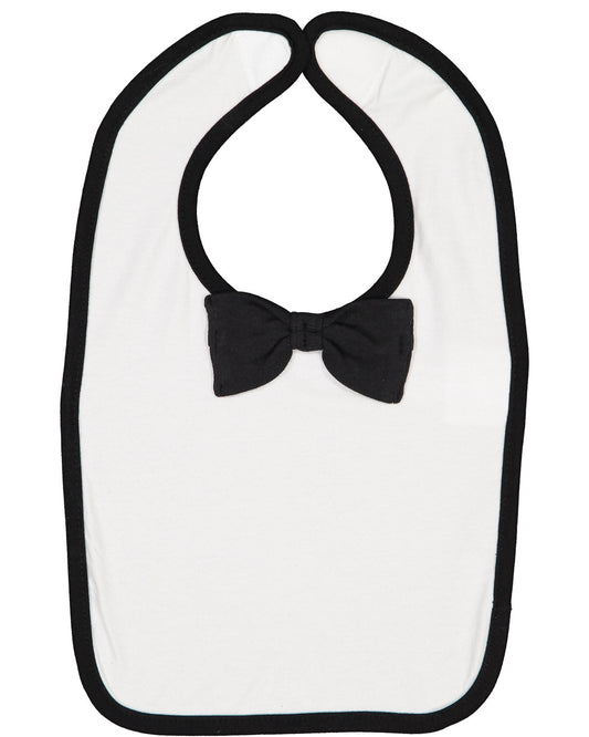 Infant Baby Rib Bow Tie Bib - White / Black