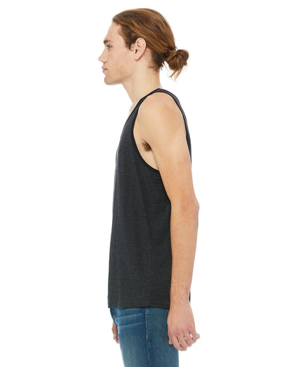 Unisex Jersey Tank - Charcoal Black / Solid Black Triblend