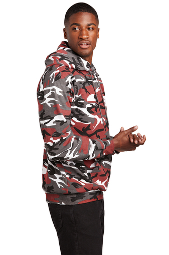 Unisex Core Fleece Camo Pullover Hoodie - Red Camo