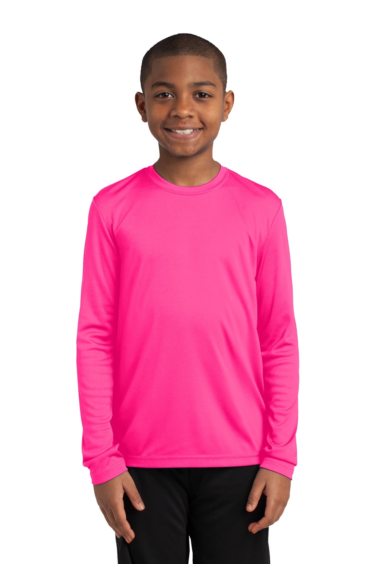 Youth Long Sleeve PosiCharge Competitor Tee - Neon Pink