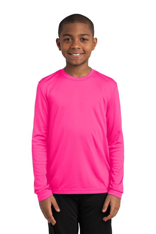 Youth Long Sleeve PosiCharge Competitor Tee - Neon Pink