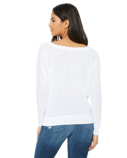 Women's Flowy Long-Sleeve Off Shoulder T-Shirt - White
