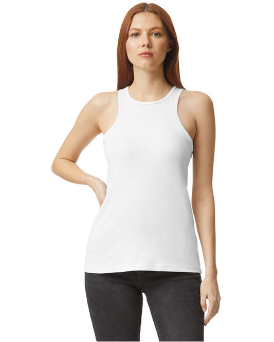 Women's CVC Racerneck Tank - White