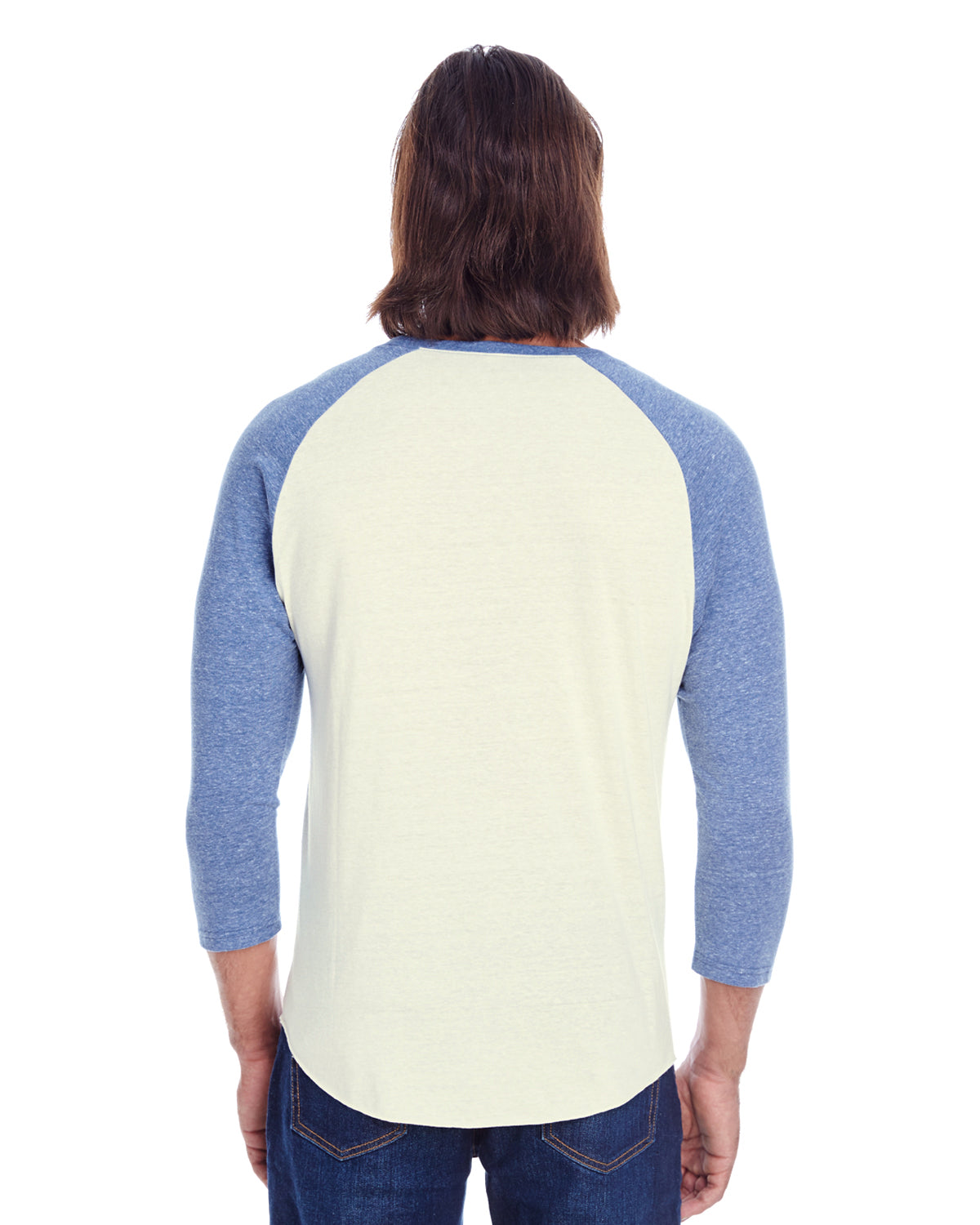 Unisex Triblend 3/4-Sleeve Raglan - Cream / Navy Triblend