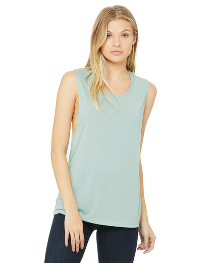 Women's Flowy Scoop Muscle Tank - Dusty Blue