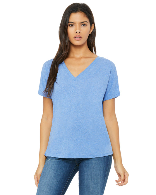 Women's Slouchy V-Neck T-Shirt - Blue Triblend