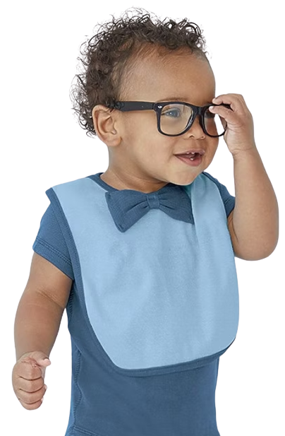 Infant Baby Rib Bow Tie Bib - Light Blue / Indigo