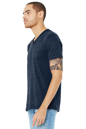 Unisex Jersey Short-Sleeve V-Neck T-Shirt - Navy Slub