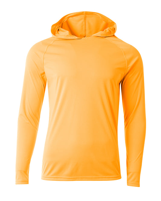 A4 Unisex Cooling Long Sleeve Hooded Tee - SAFETY ORANGE