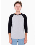 Unisex Poly-Cotton 3/4-Sleeve Raglan T-Shirt - Heather Gray / Black