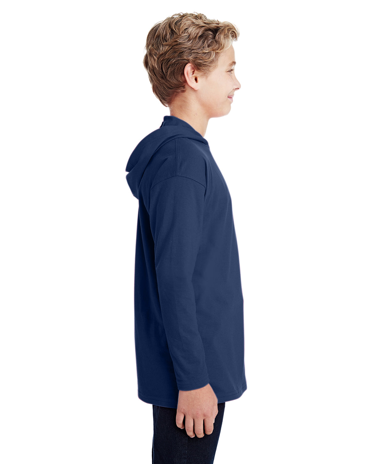 Youth Long-Sleeve Hooded T-Shirt - Navy