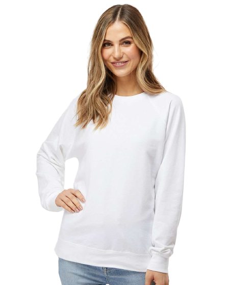 Unisex Lightweight Loopback Terry Crew - White