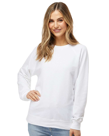 Unisex Lightweight Loopback Terry Crew - White