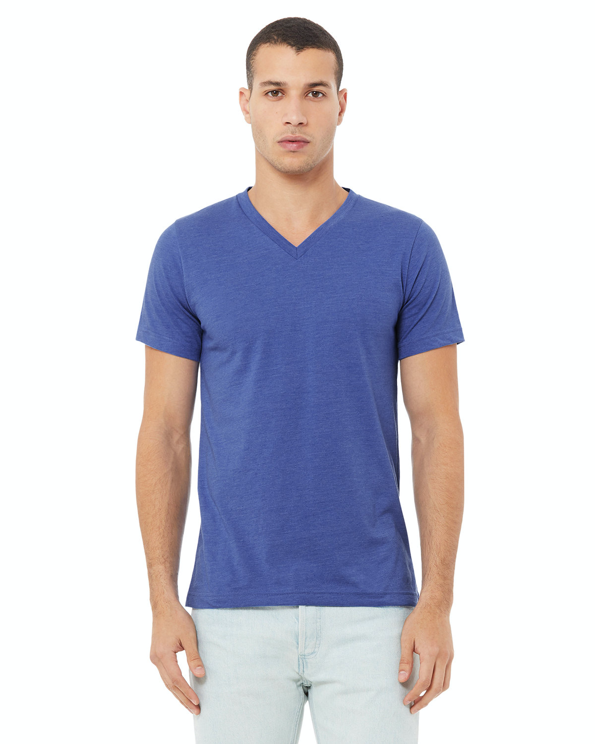 Unisex Jersey Short-Sleeve V-Neck T-Shirt - Heather True Royal