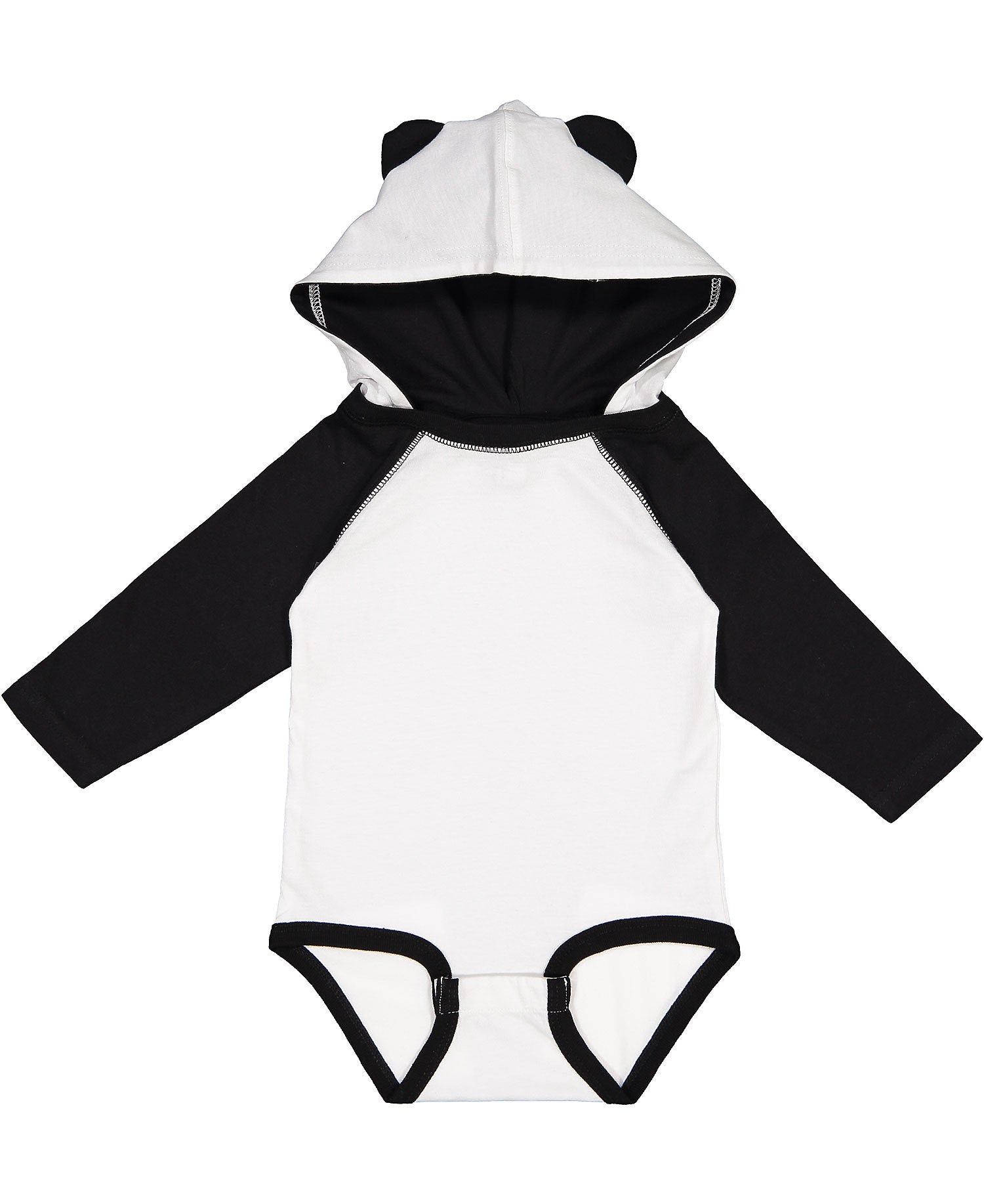 Infant Long Sleeve Fine Jersey Bodysuit With Ears - White / Black