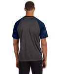 Unisex Performance Short-Sleeve Raglan T-Shirt - Dark Gray Heather / Sport Navy