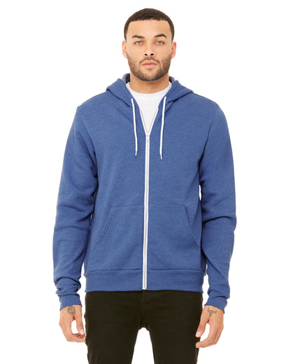 Unisex Poly-Cotton Sponge Fleece Full-Zip Hoodie - Heather True Royal