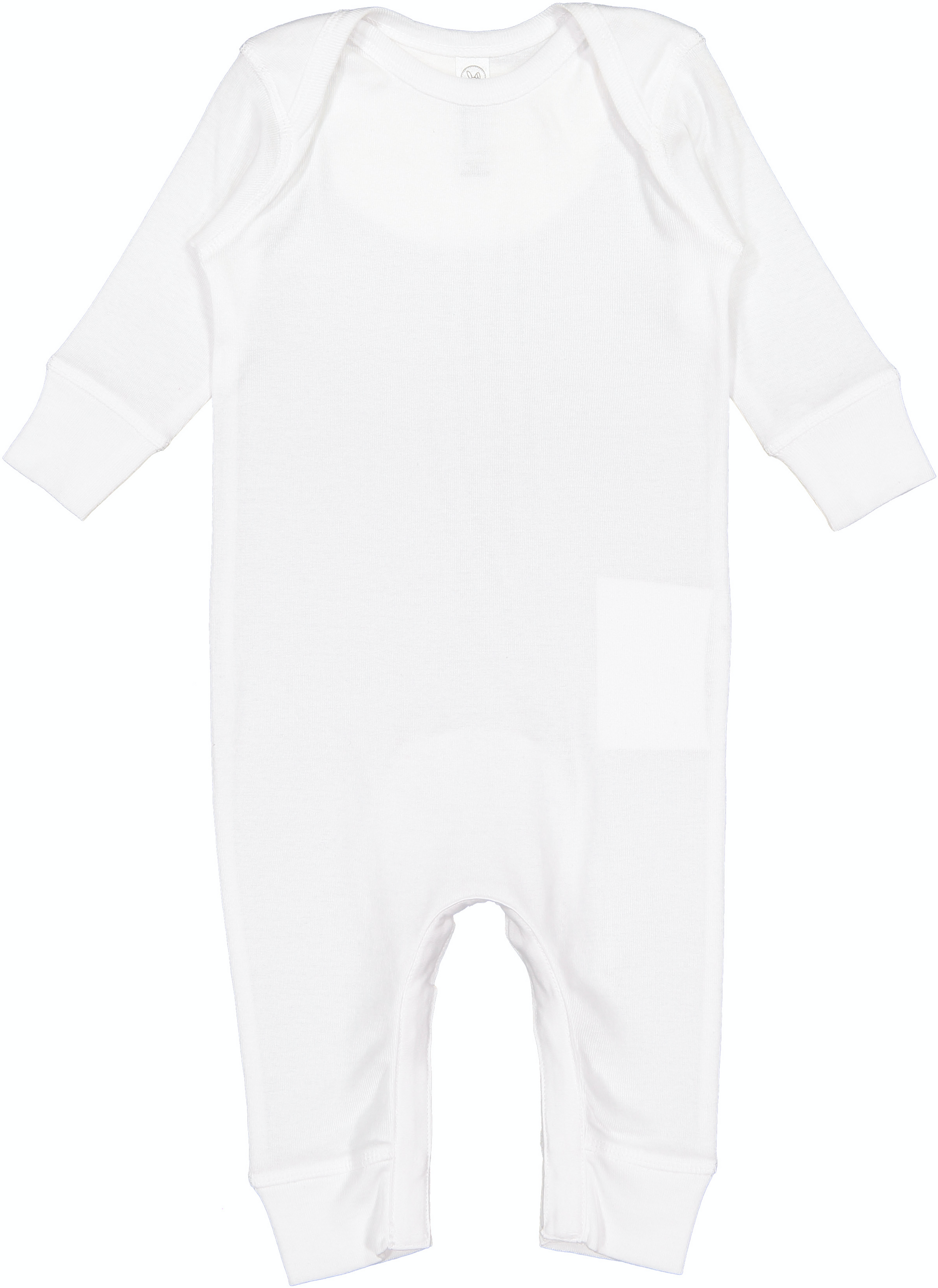 Infant Long-Sleeve Baby Rib Coverall - White
