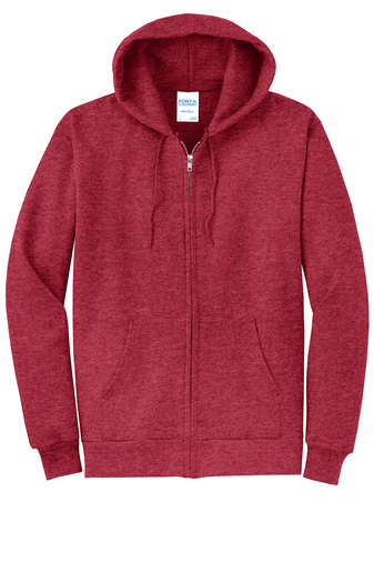 Unisex Core Fleece Full-Zip Hoodie - Heather Red