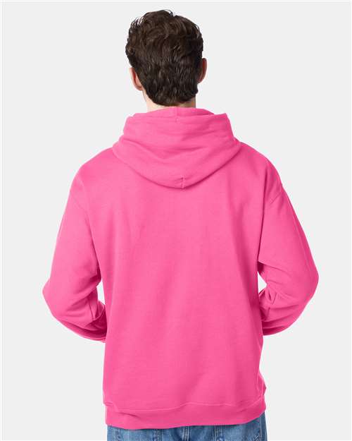 Hanes P170 Safety Pink — on model back