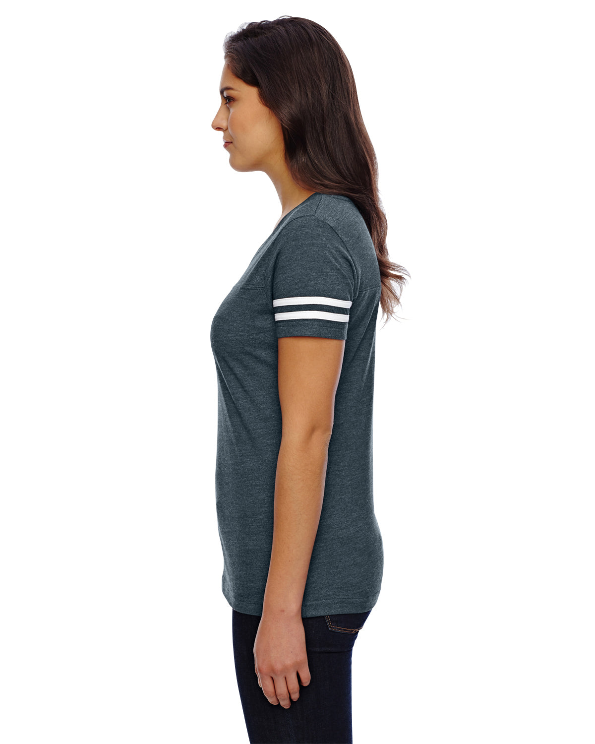 Women's Football T-Shirt - Vintage Navy / Blend White