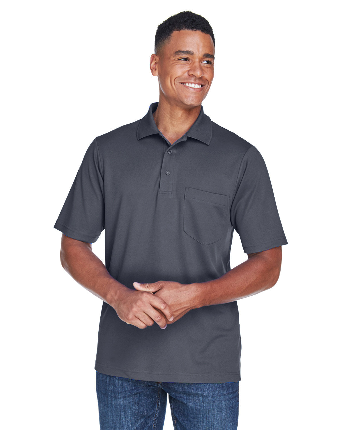 Men's Origin Performance Piqué Polo with Pocket - Carbon 456