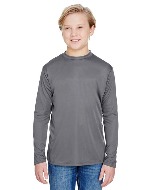 Youth Long Sleeve Cooling Performance Crew Shirt - Graphite