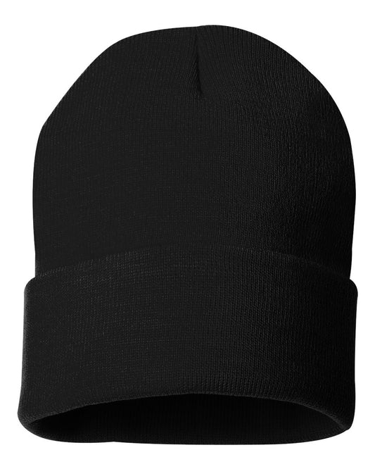 12" Solid Knit Beanie - Black