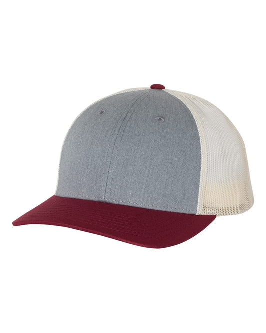Low Pro Trucker Cap - Heather Gray / Birch / Cardinal