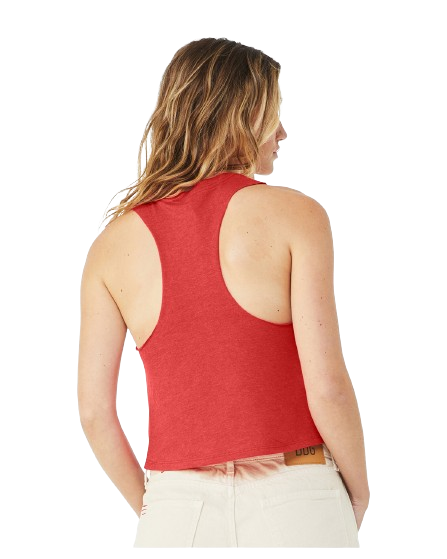 Women's Racerback Cropped Tank - Heather Red