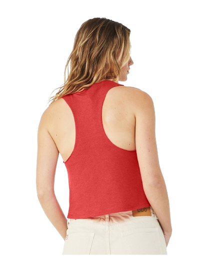 Women's Racerback Cropped Tank - Heather Red
