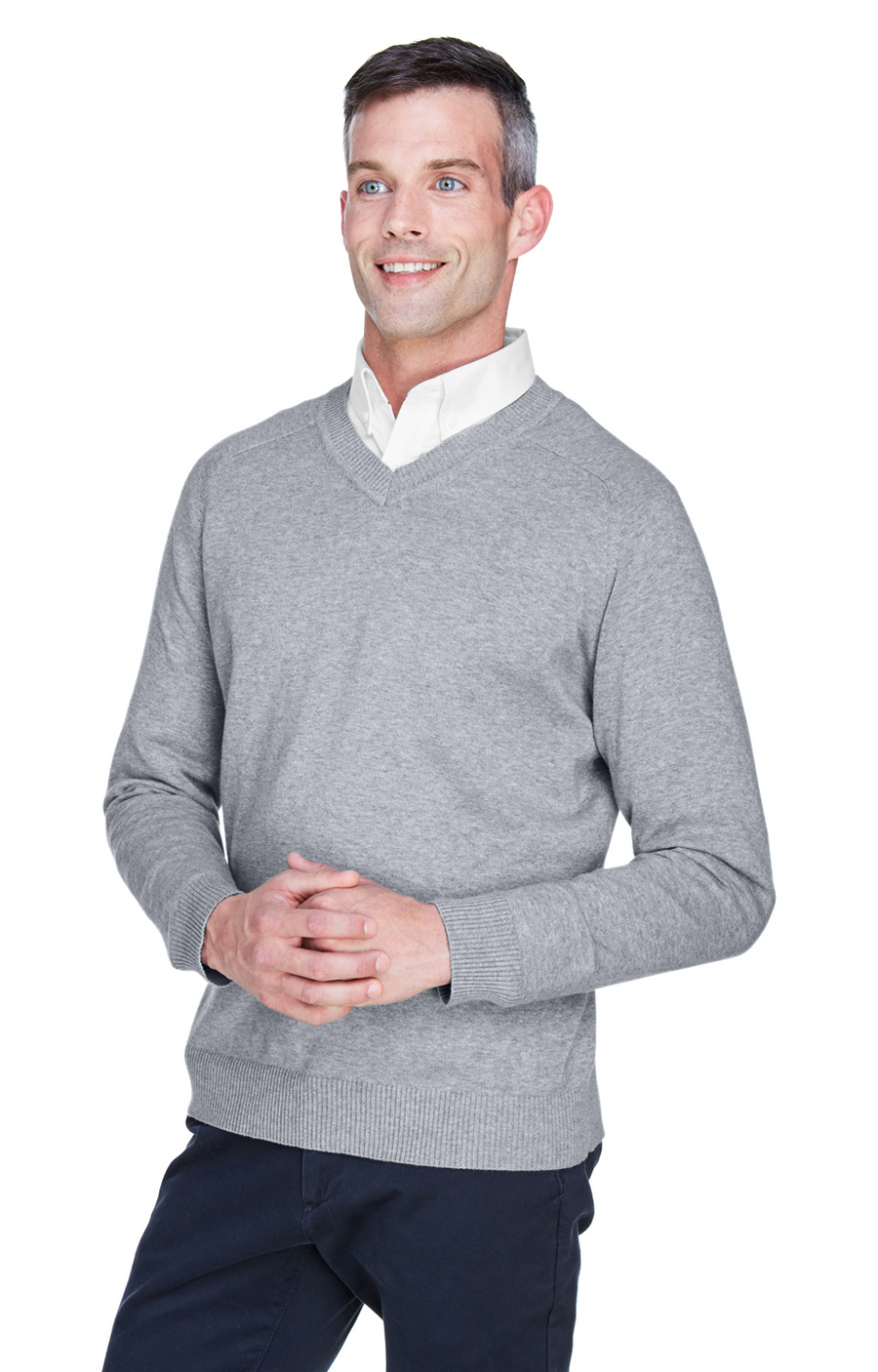 Men's V-Neck Sweater - Gray Heather