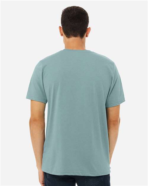 BELLA + CANVAS 3001CVC Heather Blue Lagoon — on model back
