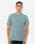 BELLA + CANVAS 3001CVC Heather Blue Lagoon — on model front