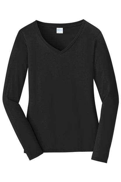 Women's Long Sleeve Fan Favorite V-Neck Tee - Jet Black