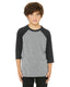 Bella + Canvas 3200Y - Youth 3/4-Sleeve Baseball T-Shirt - Gray / Charcoal Black Triblend