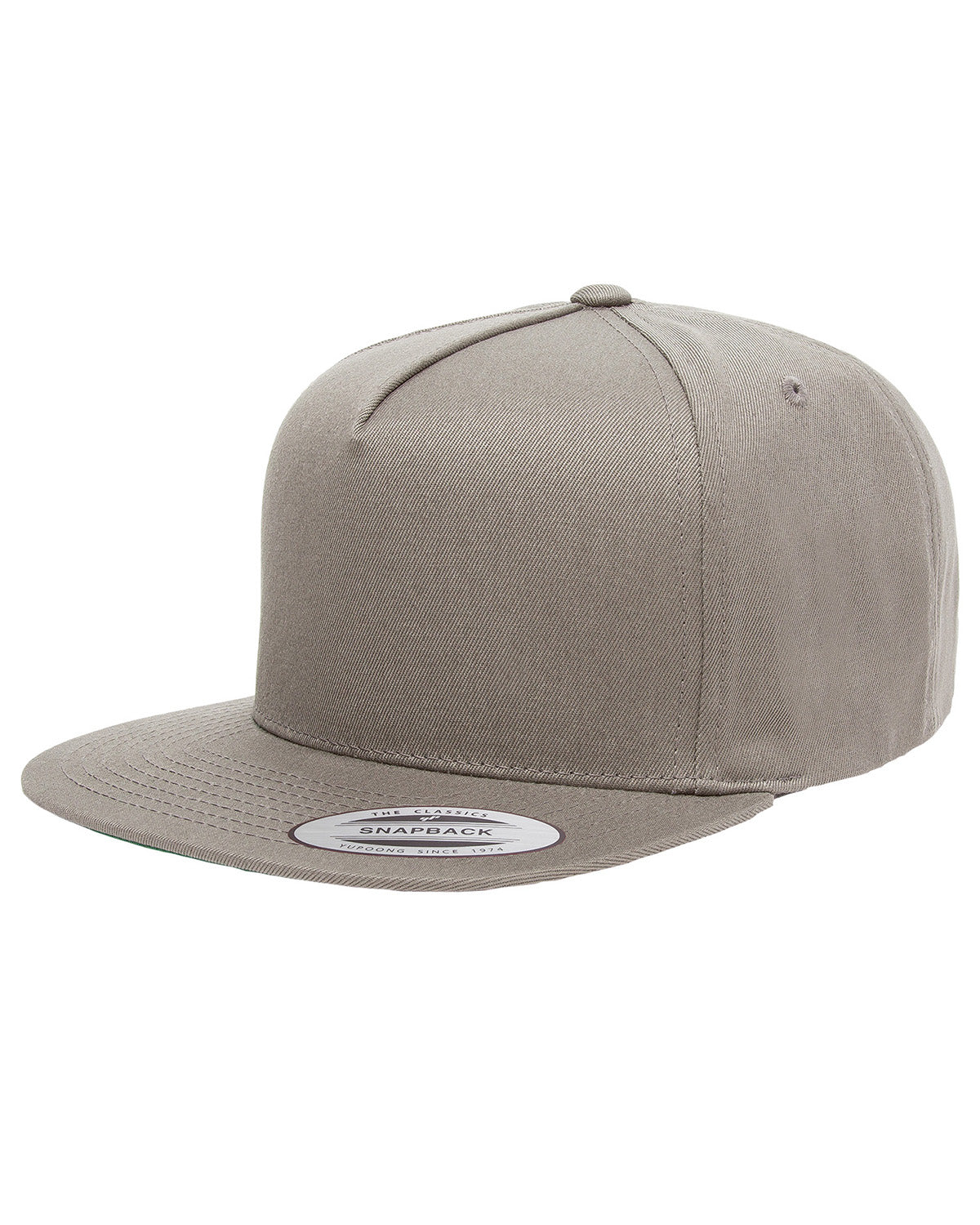 Unisex 5-Panel Cotton Twill Snapback Cap - Gray
