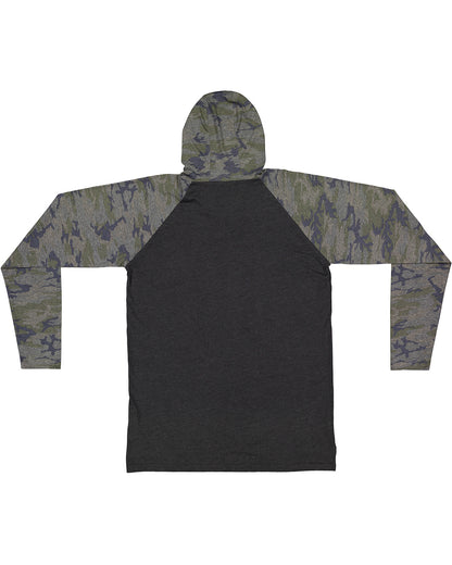 Men's Hooded Raglan Long Sleeve Fine Jersey T-Shirt - Vintage Smoke / Vintage Cmo / Black