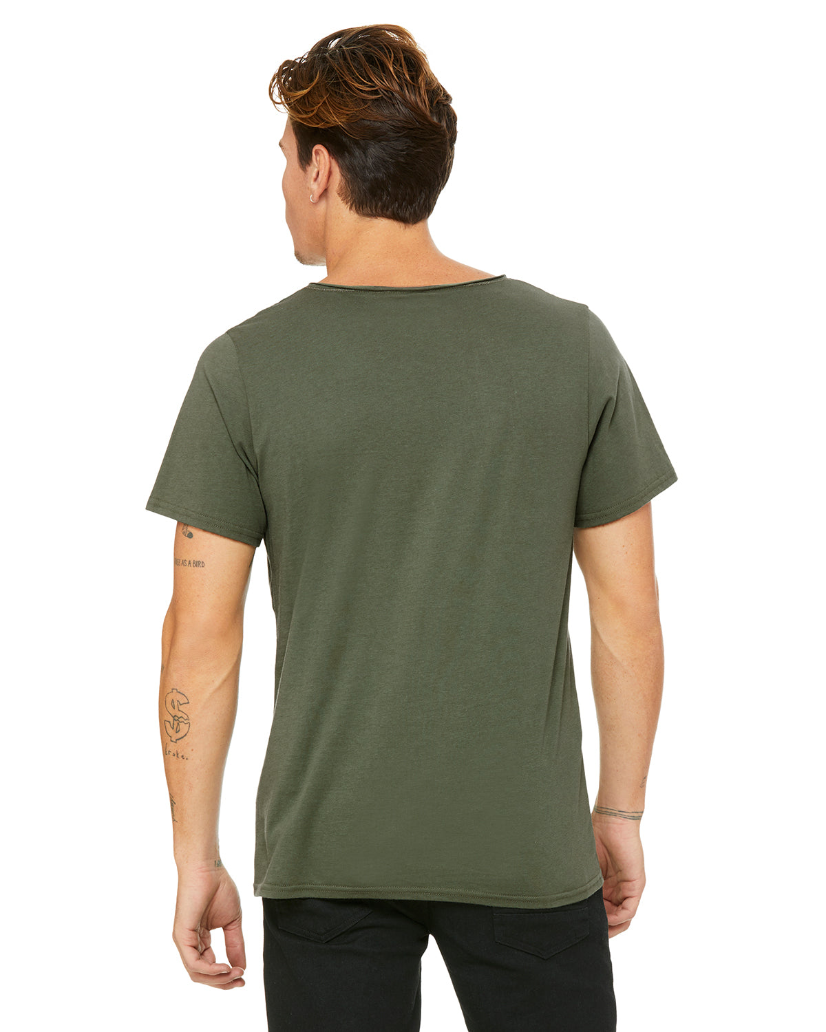 Men's Jersey Raw Neck T-Shirt - Military Green