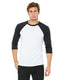 Bella + Canvas 3200 - Unisex 3/4-Sleeve Baseball T-Shirt - White / Dark Gray