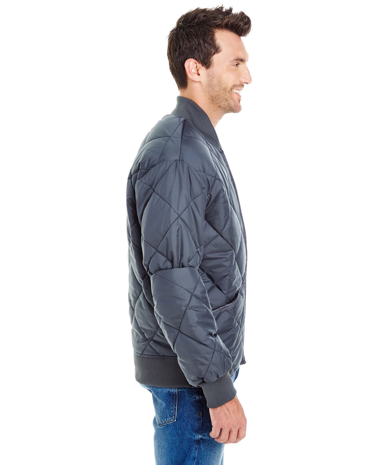 Unisex Diamond Quilted Nylon Jacket - Dark Navy