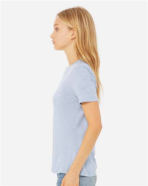 BELLA + CANVAS 6400CVC Heather Prism Blue — on model side