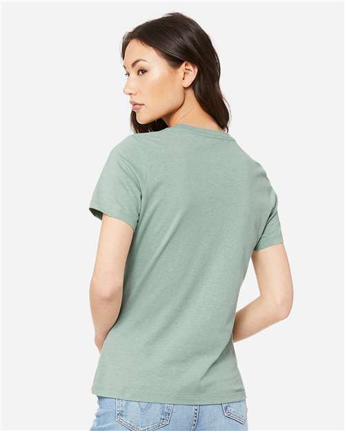 BELLA + CANVAS 6400CVC Heather Prism Dusty Blue — on model back